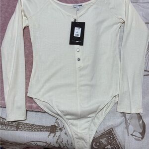 Fashion Nova Ivory Long Sleeve Kids Bodysuit